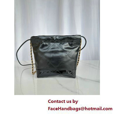 Chanel Shiny Calfskin Patchwork & Gold-Tone Metal CHANEL 22 Mini Handbag AS3980 Black/Patent